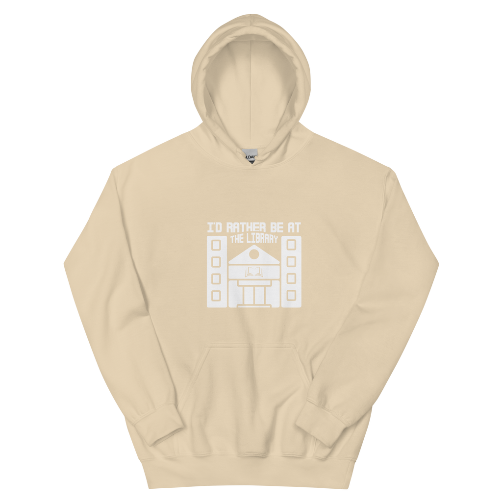 I'd Rather Be At The Library Unisex Hoodie (White)