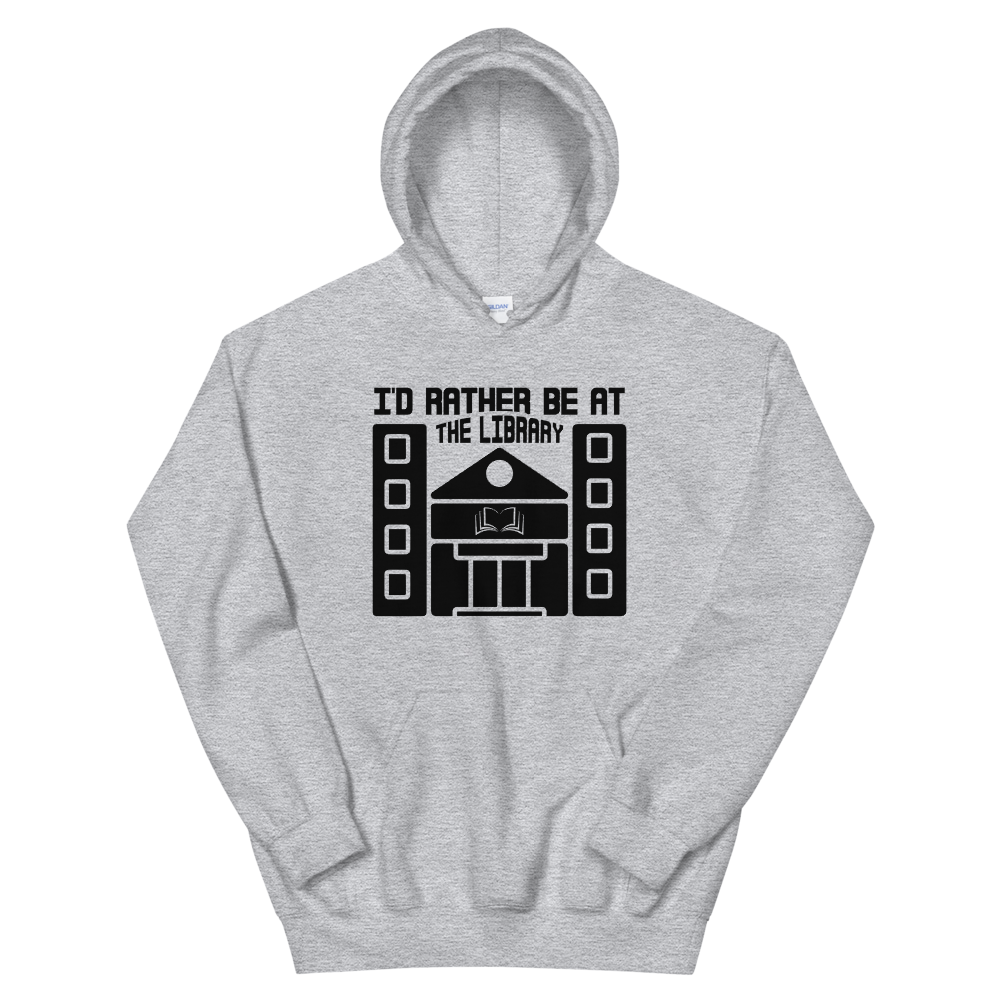 I'd Rather Be At The Library Unisex Hoodie (Black)