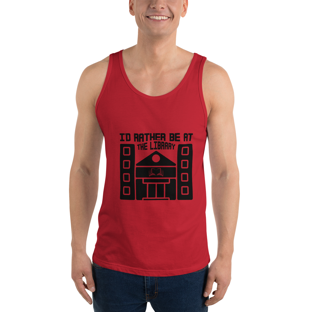 I'd Rather Be At The Library Unisex Tank Top (Black)