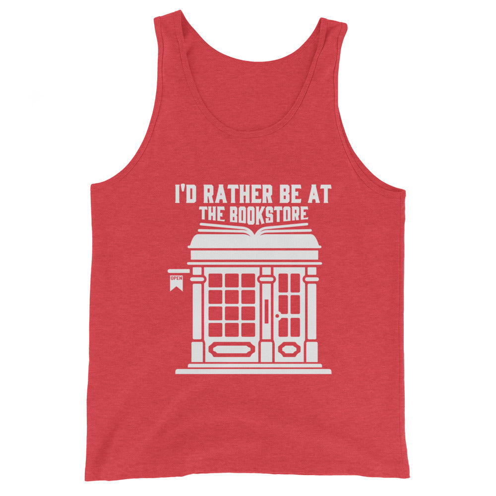 I'd Rather Be At The Librarystore Unisex Tank Top (White)